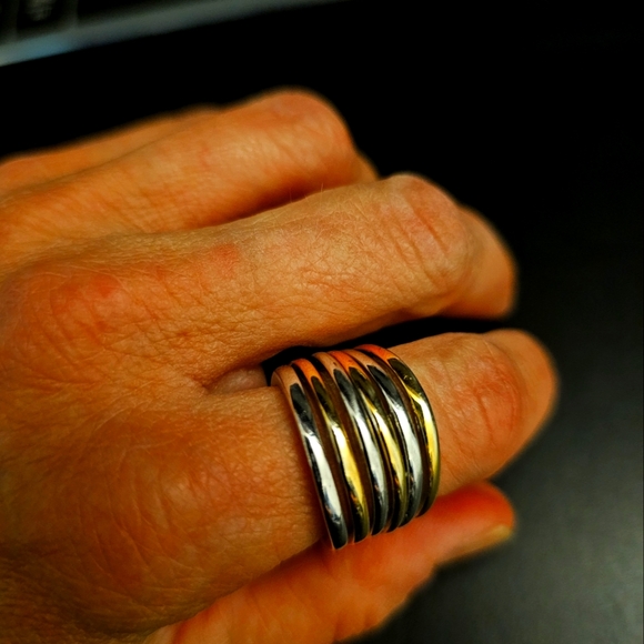 Silver & Gold stacked ring - Picture 2 of 3